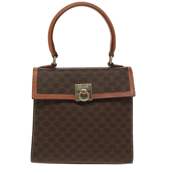 CELINE Macadam Canvas Hand Bag PVC Leather Brown Gold Auth mr619 - Picture 13 of 16